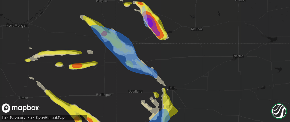 Hail map in Bird City, KS on June 21, 2026