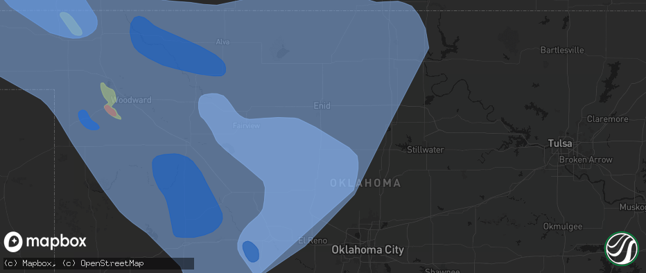 Hail map in Bison, OK on June 21, 2026