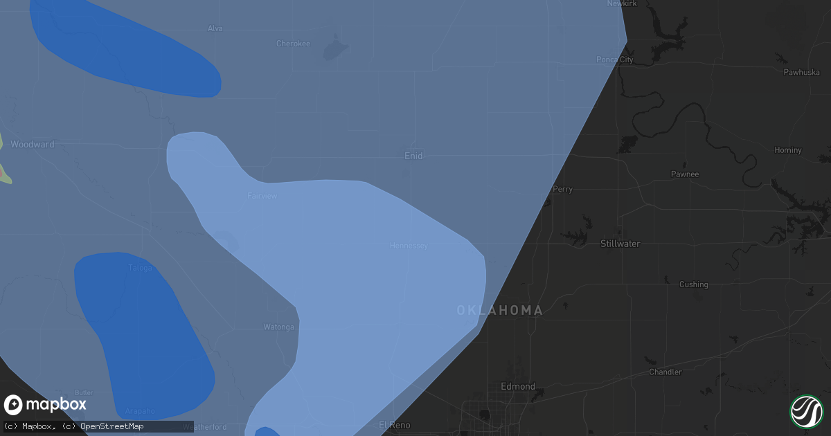 Hail map in Bison, OK on June 21, 2026