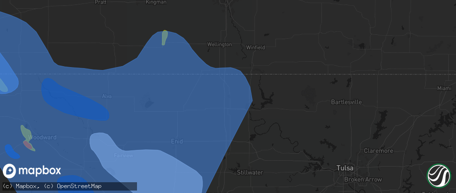Hail map in Blackwell, OK on June 21, 2026