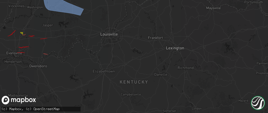 Hail map in Bloomfield, KY on June 21, 2026