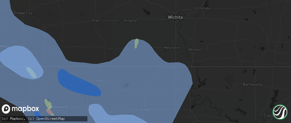 Hail map in Bluff City, KS on June 21, 2026