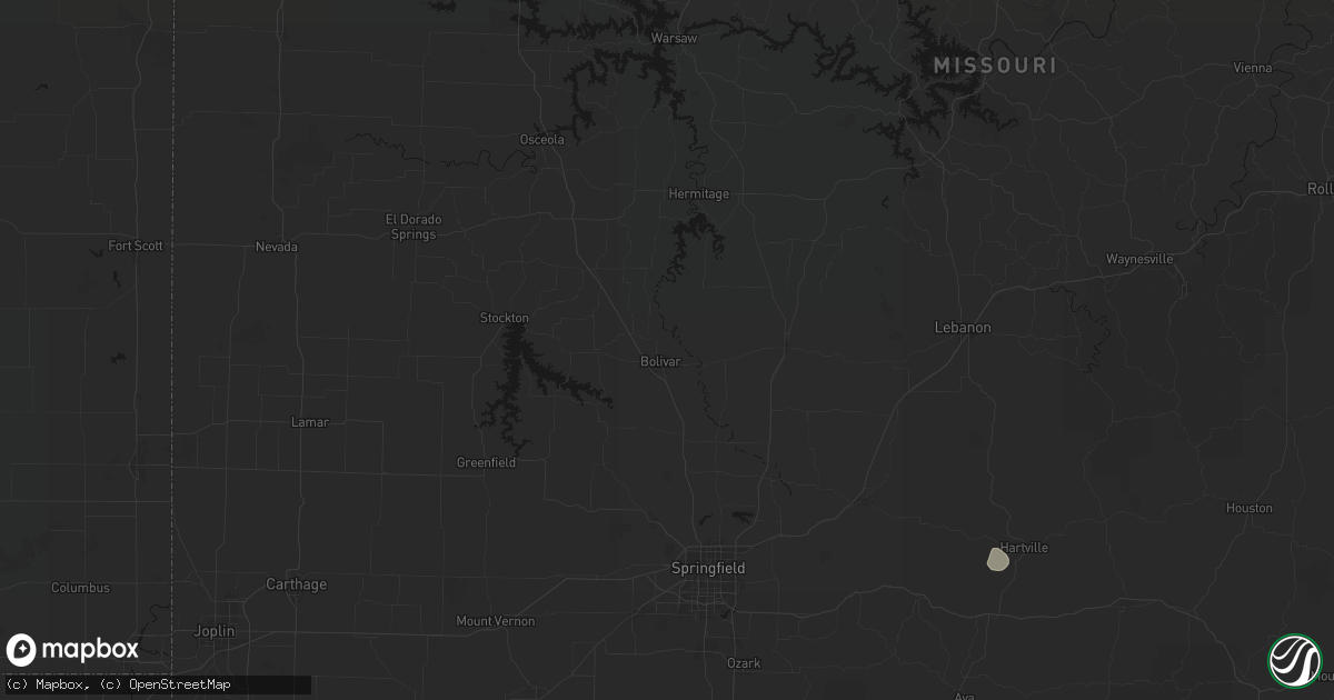 Hail map in Bolivar, MO on June 21, 2026