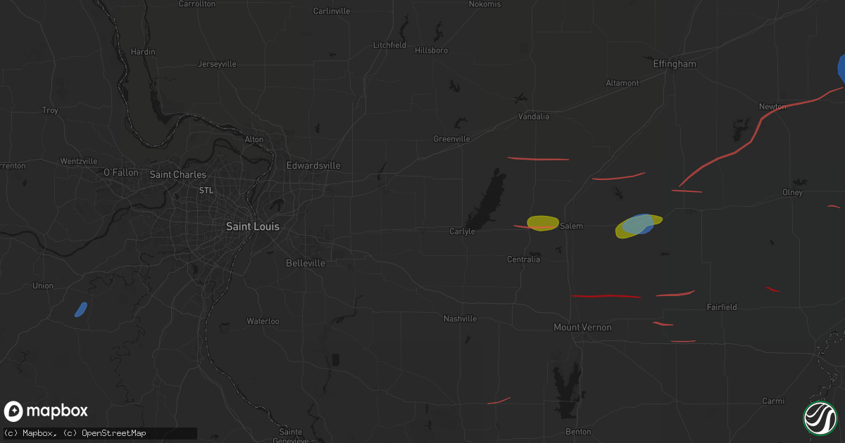 Hail map in Breese, IL on June 21, 2026