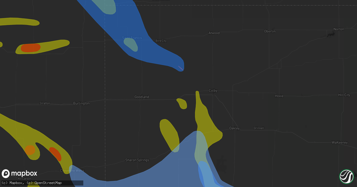 Hail map in Brewster, KS on June 21, 2026