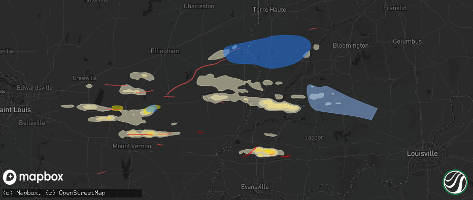 Hail map in Bridgeport, IL on June 21, 2026