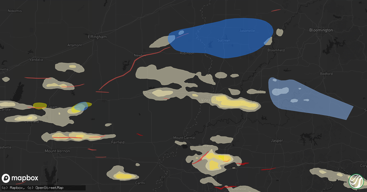 Hail map in Bridgeport, IL on June 21, 2026