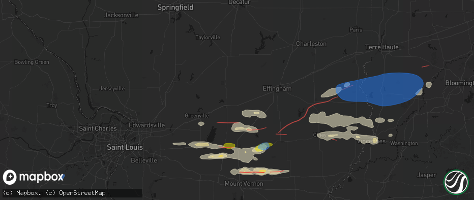 Hail map in Brownstown, IL on June 21, 2026