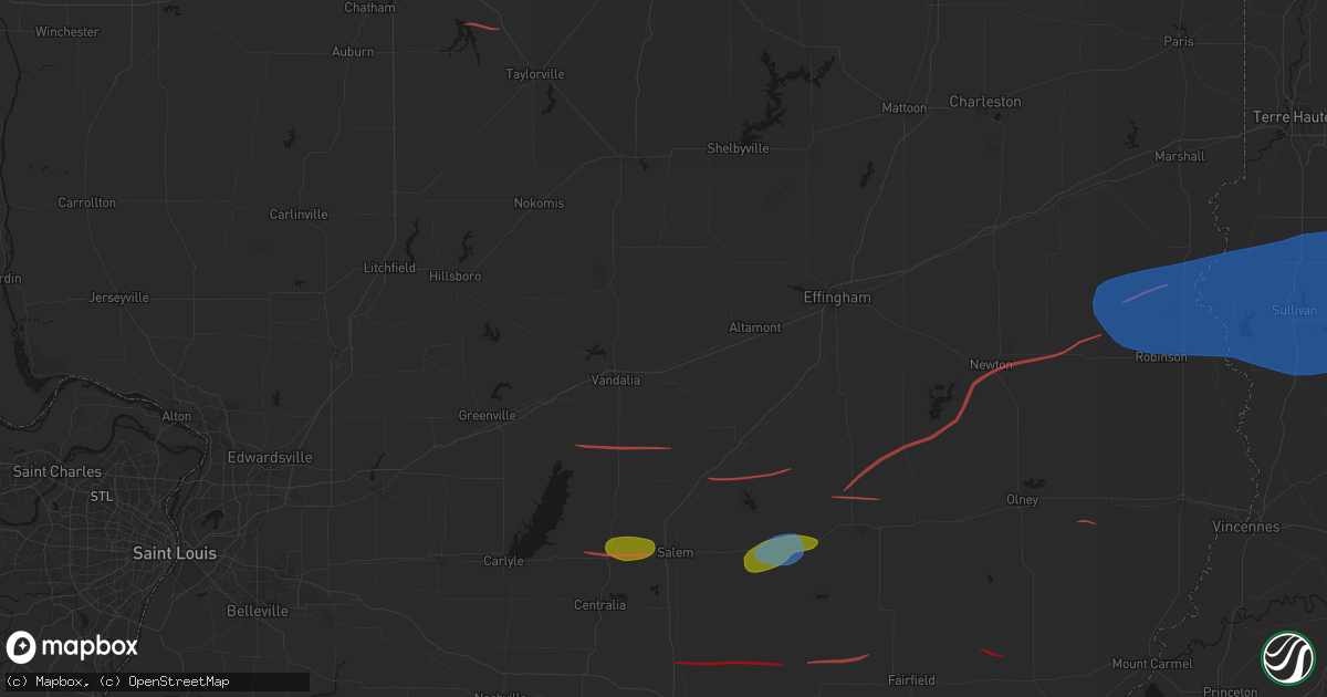 Hail map in Brownstown, IL on June 21, 2026