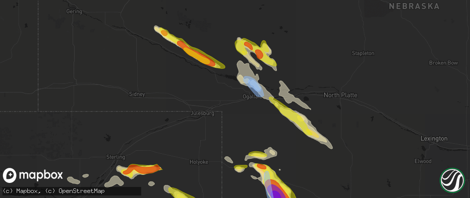 Hail map in Brule, NE on June 21, 2026