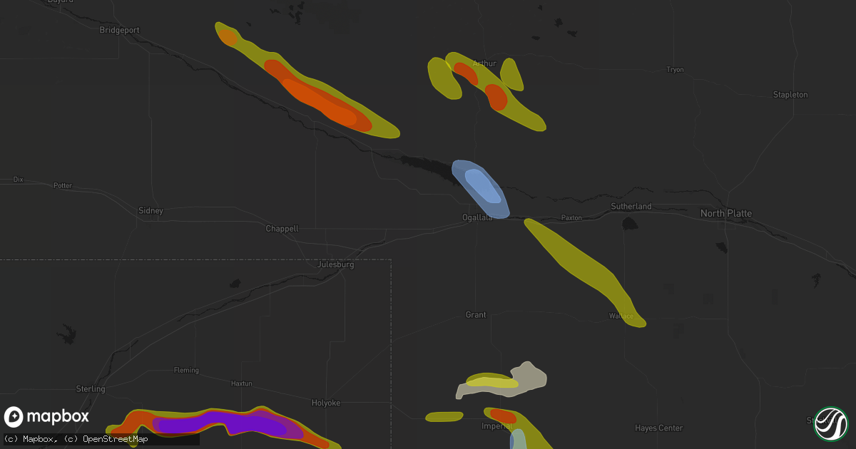 Hail map in Brule, NE on June 21, 2026