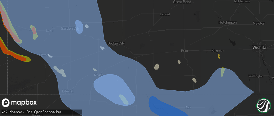 Hail map in Bucklin, KS on June 21, 2026