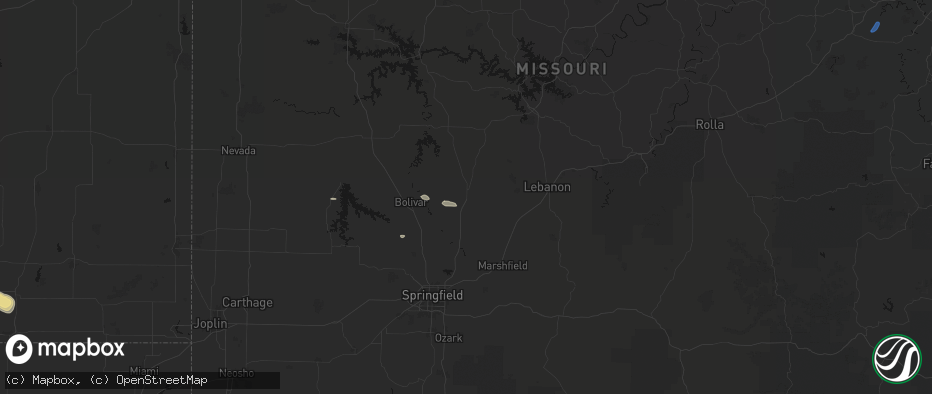 Hail map in Buffalo, MO on June 21, 2026
