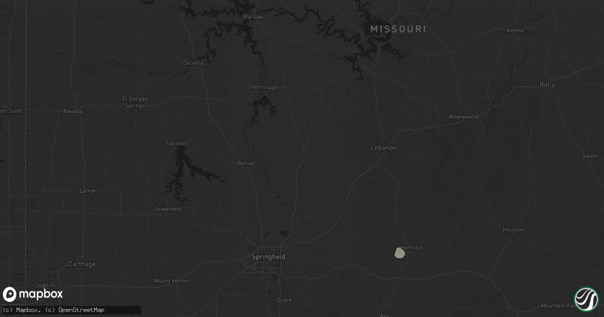 Hail map in Buffalo, MO on June 21, 2026