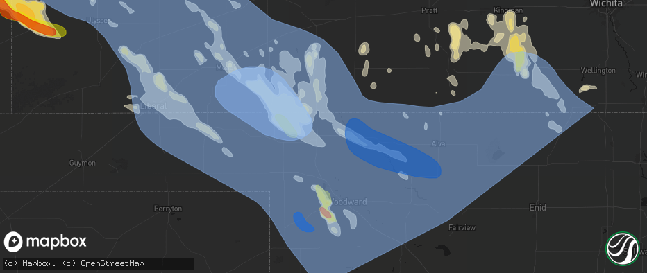 Hail map in Buffalo, OK on June 21, 2026