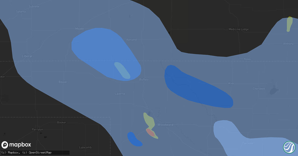 Hail map in Buffalo, OK on June 21, 2026