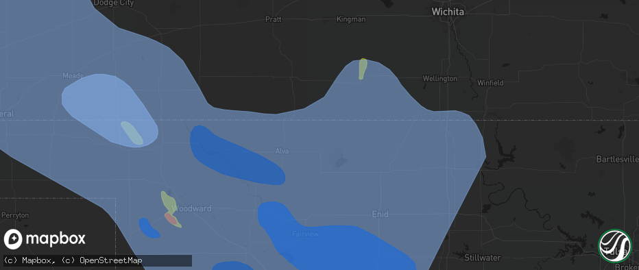 Hail map in Burlington, OK on June 21, 2026