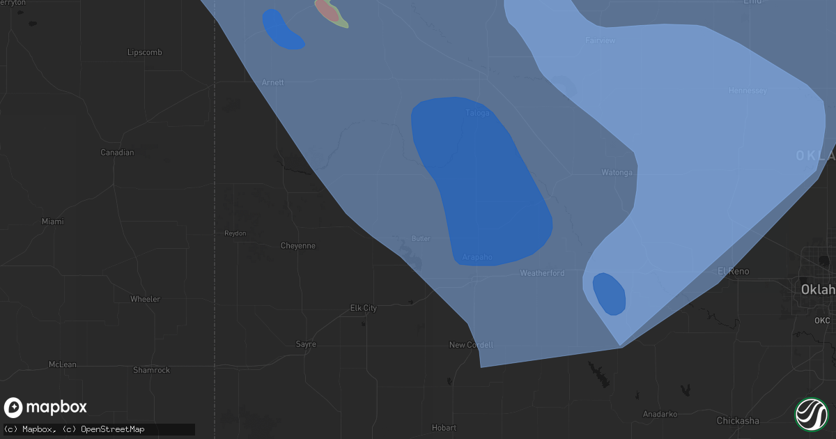 Hail map in Butler, OK on June 21, 2026