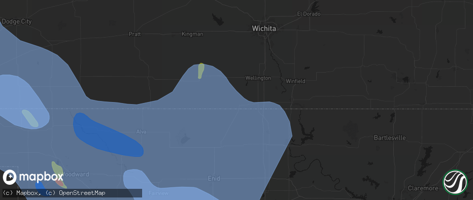 Hail map in Caldwell, KS on June 21, 2026