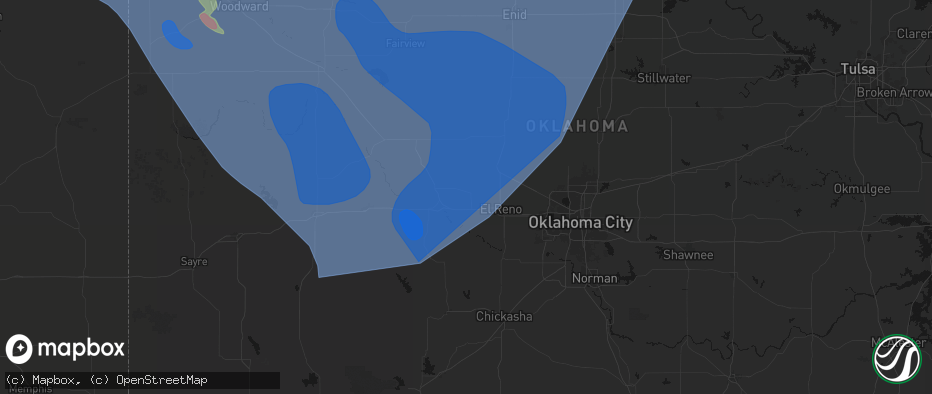 Hail map in Calumet, OK on June 21, 2026