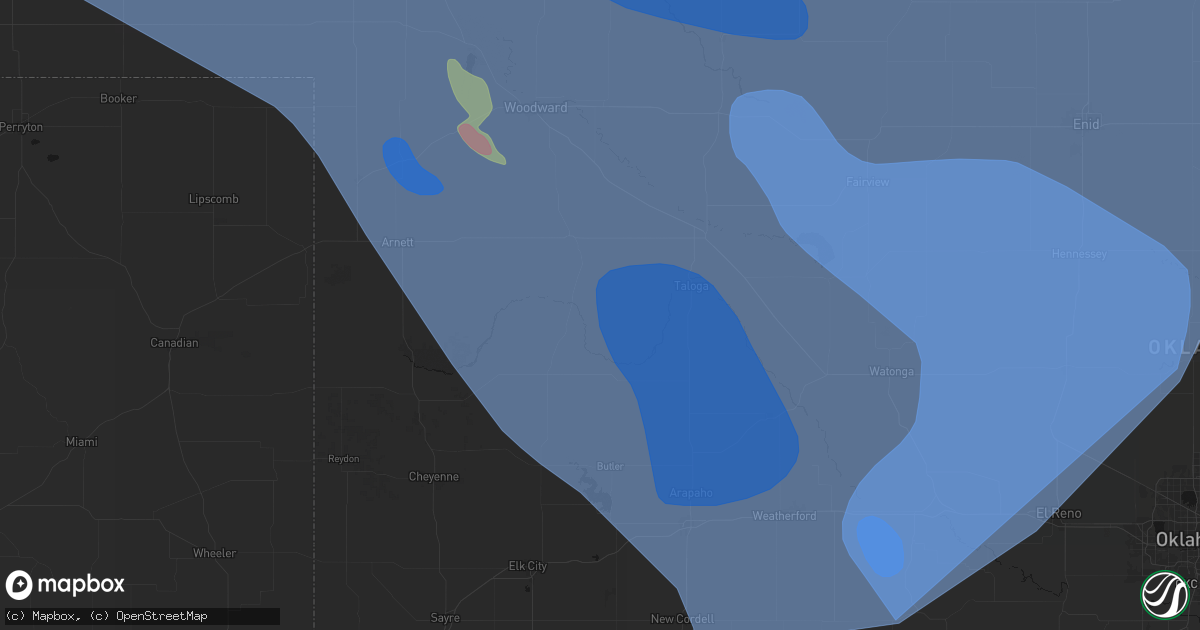 Hail map in Camargo, OK on June 21, 2026