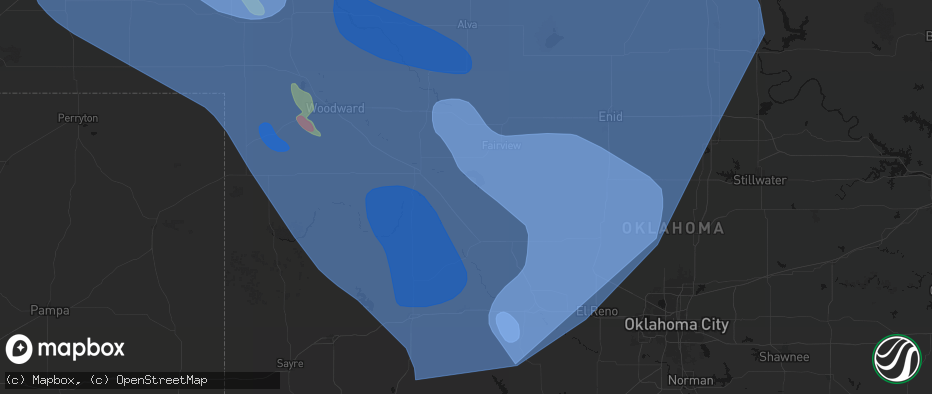 Hail map in Canton, OK on June 21, 2026