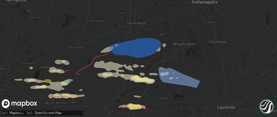 Hail map in Carlisle, IN on June 21, 2026