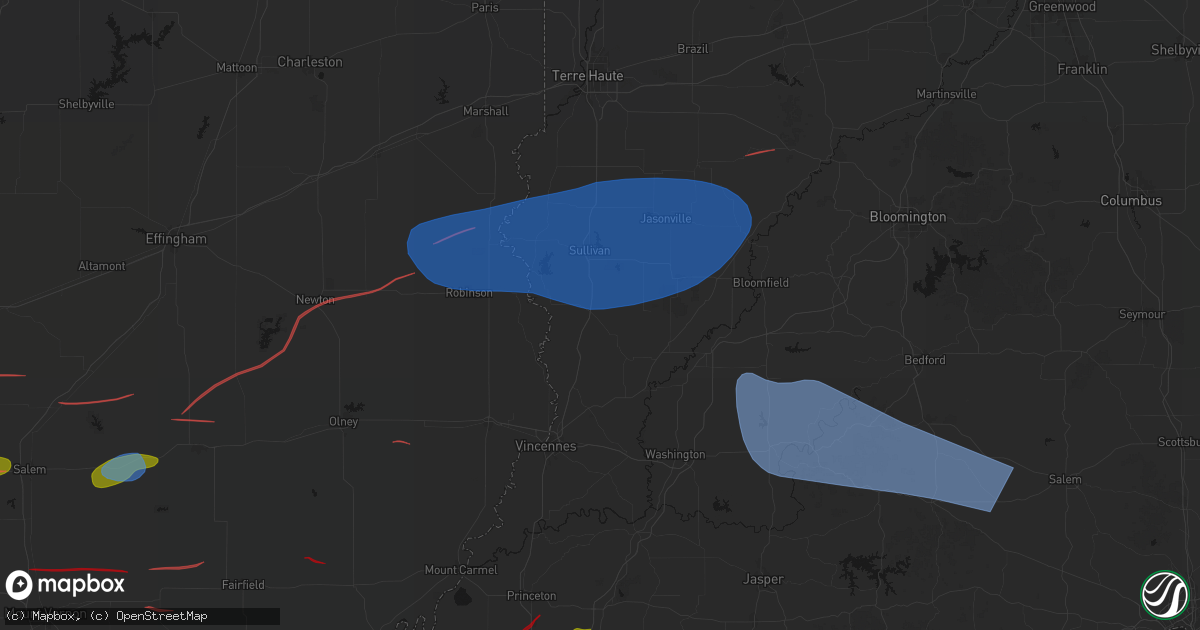Hail map in Carlisle, IN on June 21, 2026