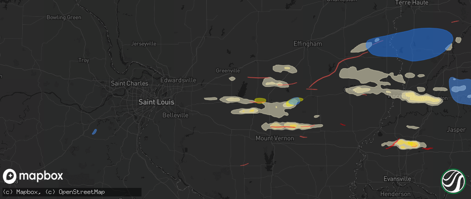 Hail map in Carlyle, IL on June 21, 2026