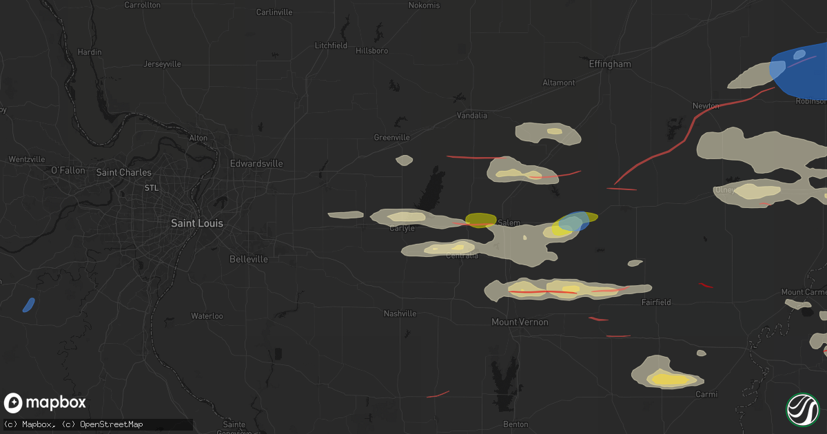 Hail map in Carlyle, IL on June 21, 2026