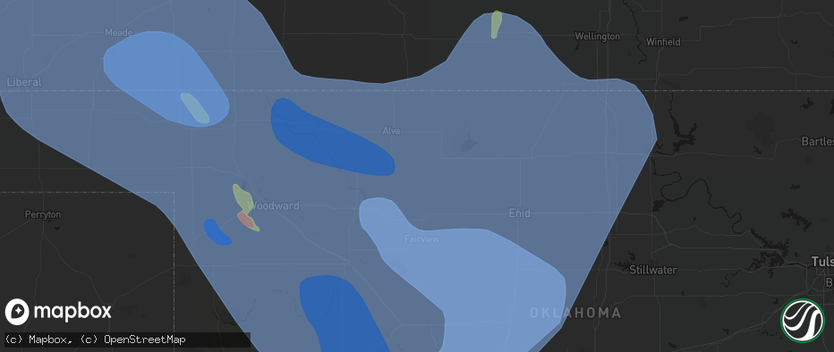 Hail map in Carmen, OK on June 21, 2026