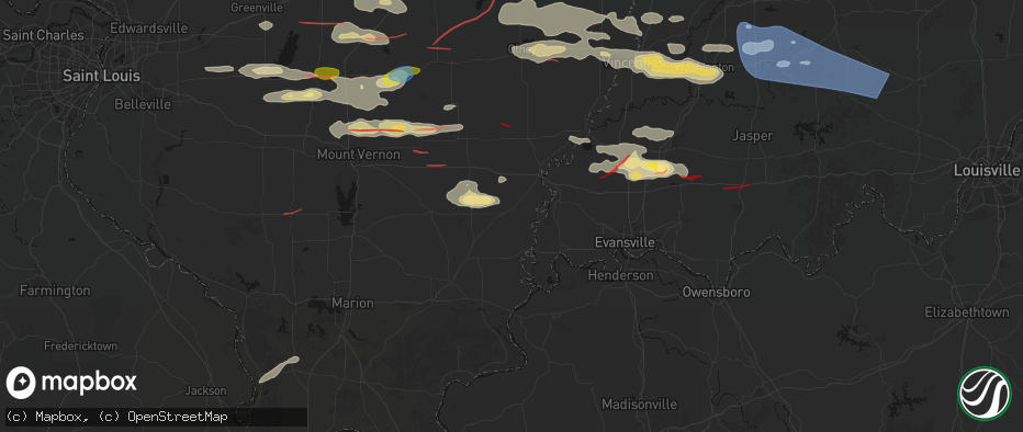 Hail map in Carmi, IL on June 21, 2026
