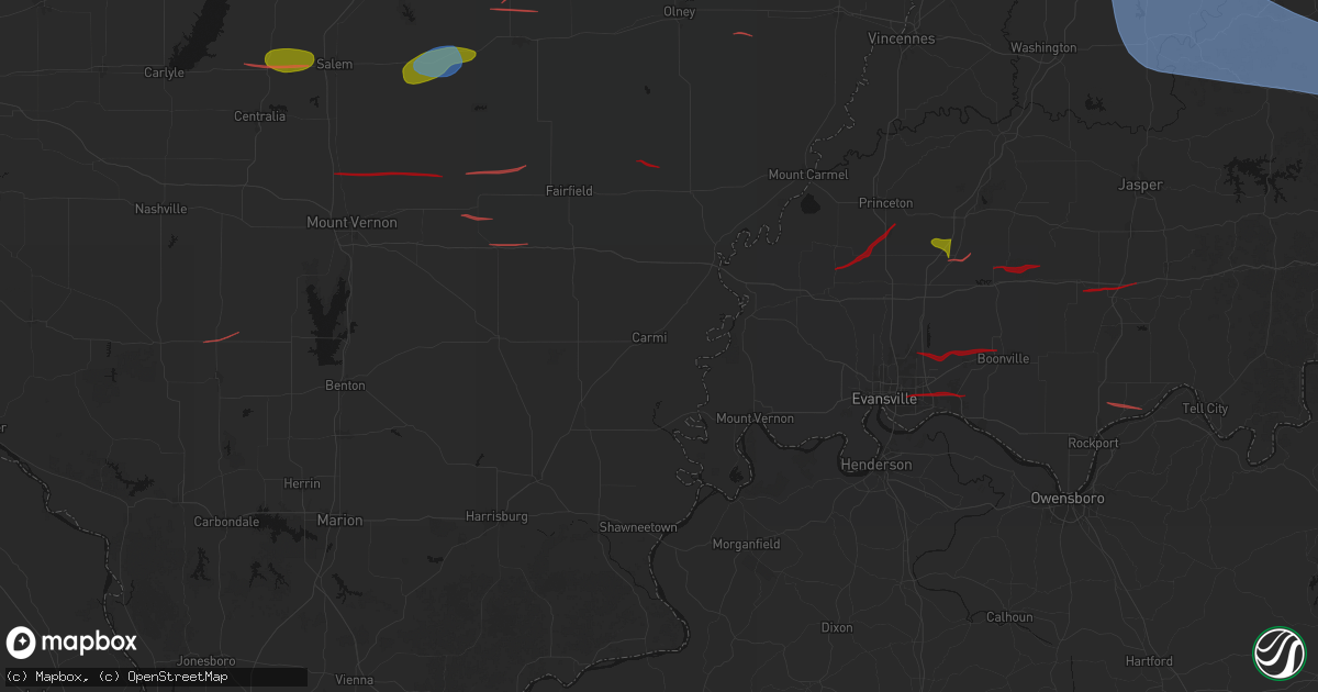 Hail map in Carmi, IL on June 21, 2026