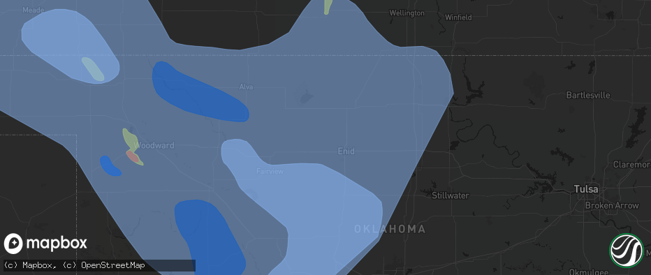 Hail map in Carrier, OK on June 21, 2026