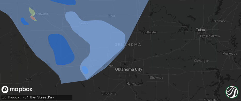 Hail map in Cashion, OK on June 21, 2026