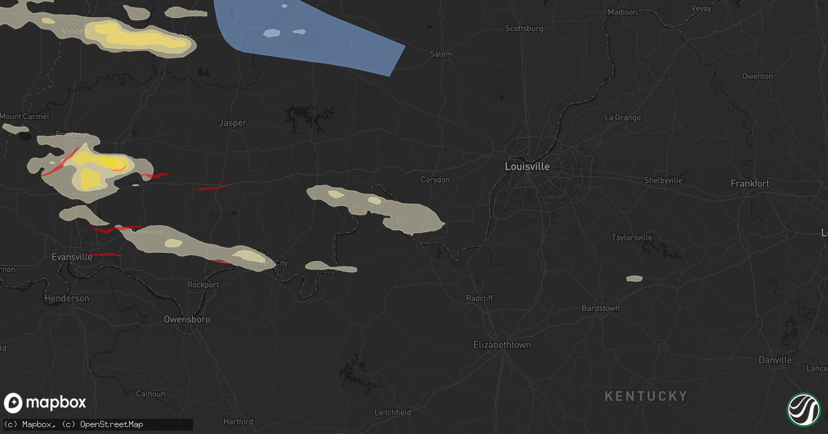 Hail map in Central, IN on June 21, 2026