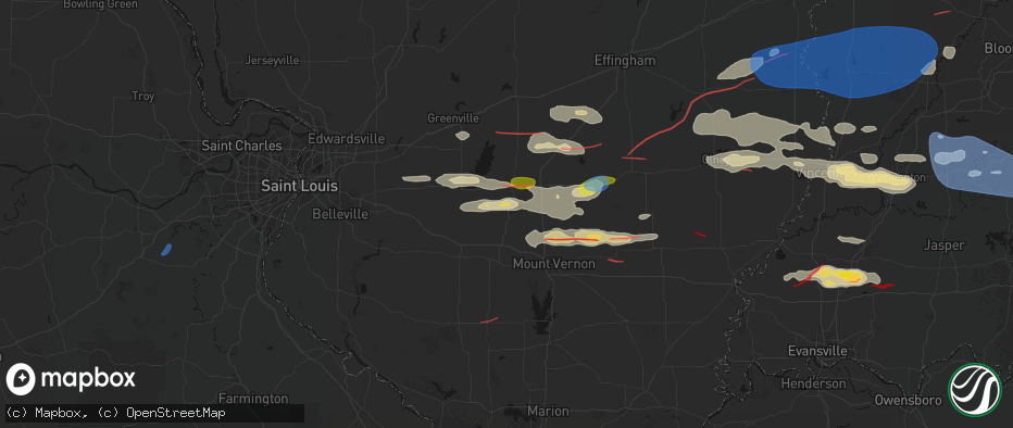 Hail map in Centralia, IL on June 21, 2026