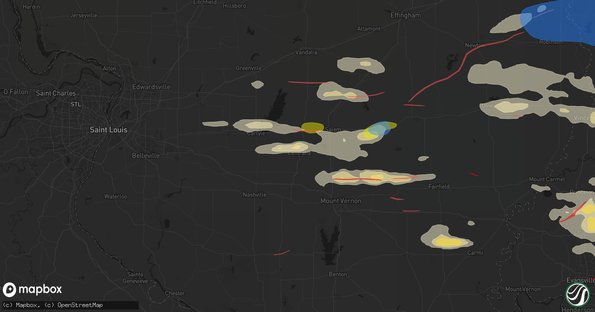 Hail map in Centralia, IL on June 21, 2026