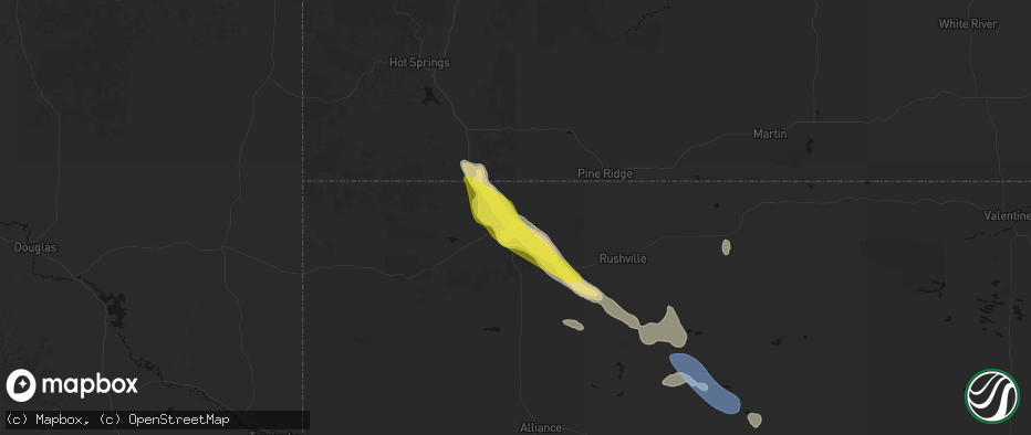 Hail map in Chadron, NE on June 21, 2026