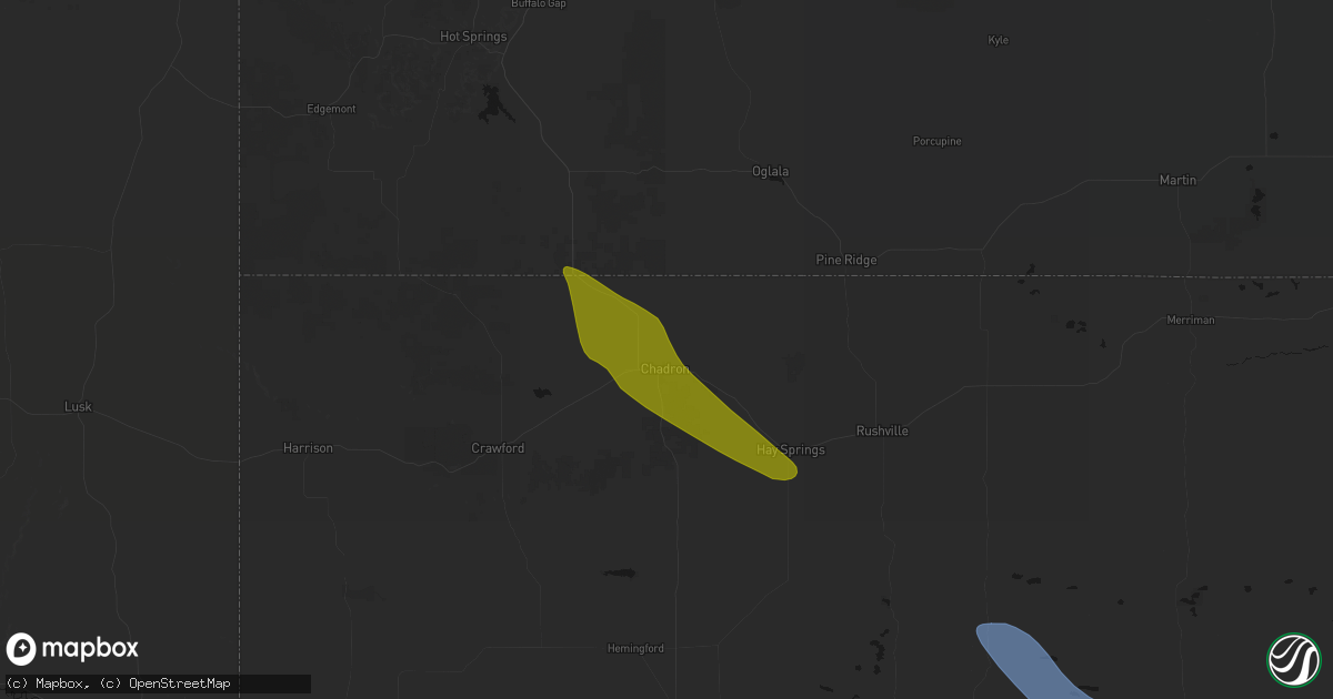 Hail map in Chadron, NE on June 21, 2026
