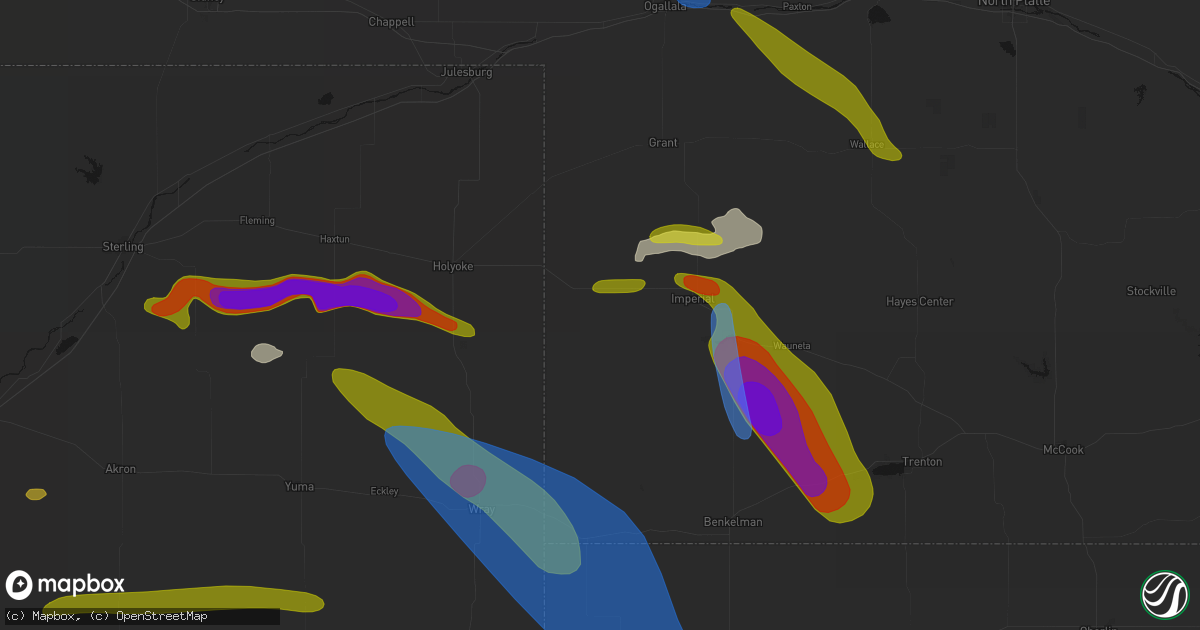 Hail map in Champion, NE on June 21, 2026