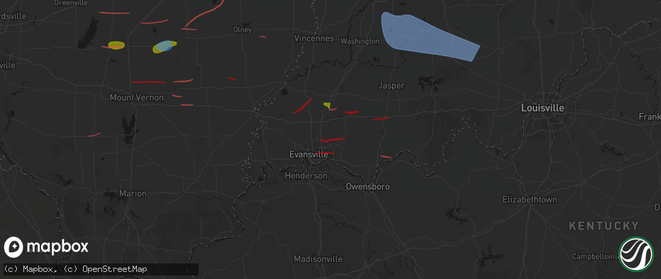 Hail map in Chandler, IN on June 21, 2026