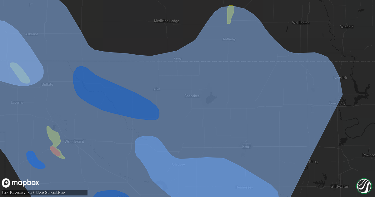 Hail map in Cherokee, OK on June 21, 2026
