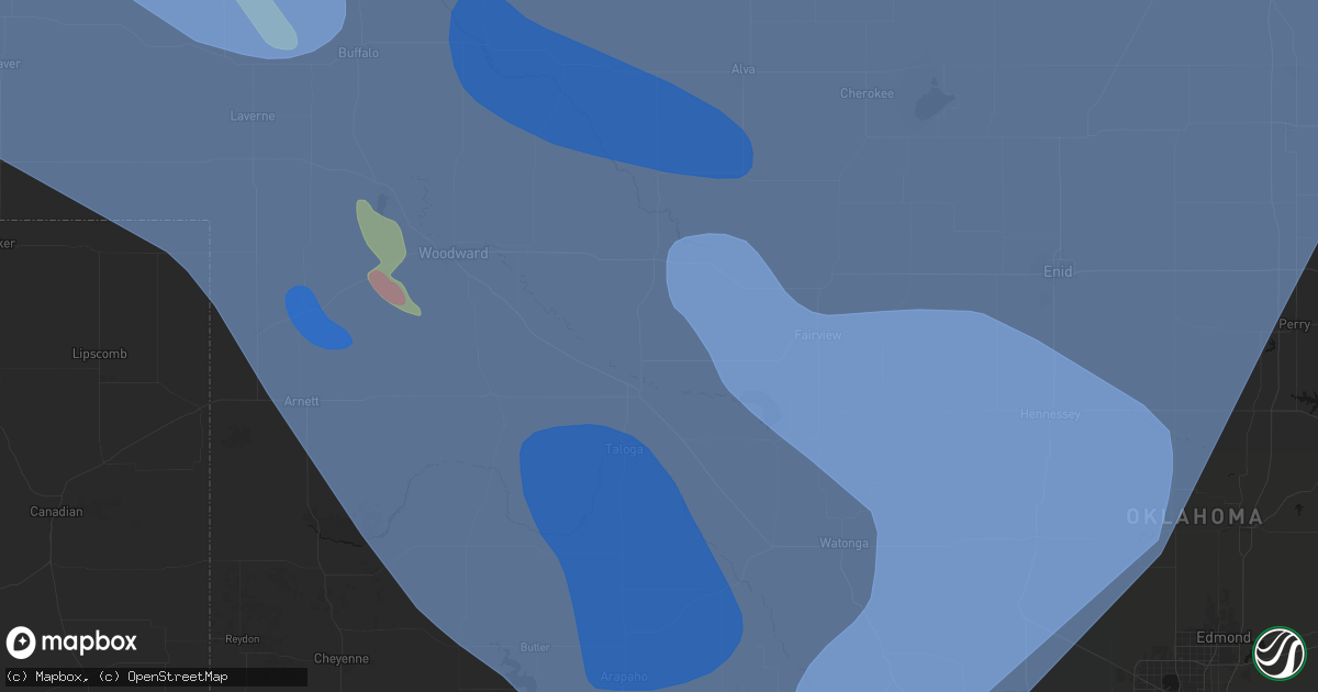 Hail map in Chester, OK on June 21, 2026