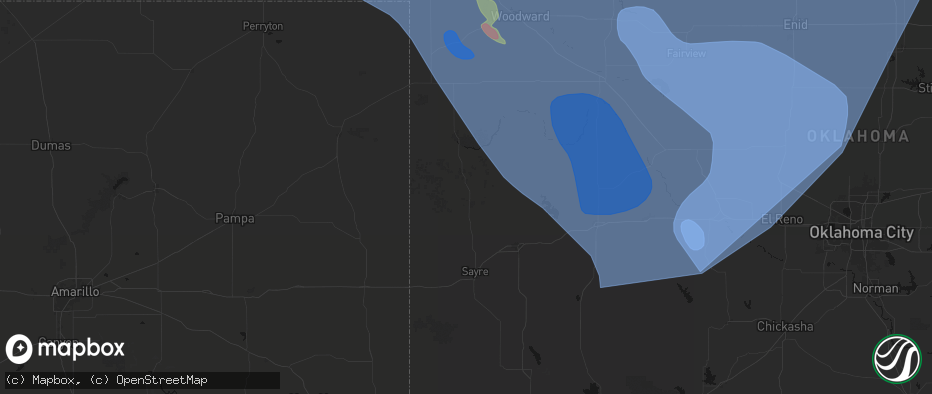 Hail map in Cheyenne, OK on June 21, 2026