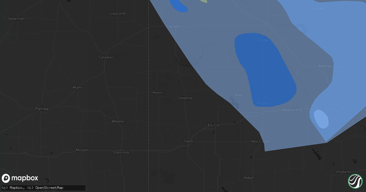 Hail map in Cheyenne, OK on June 21, 2026
