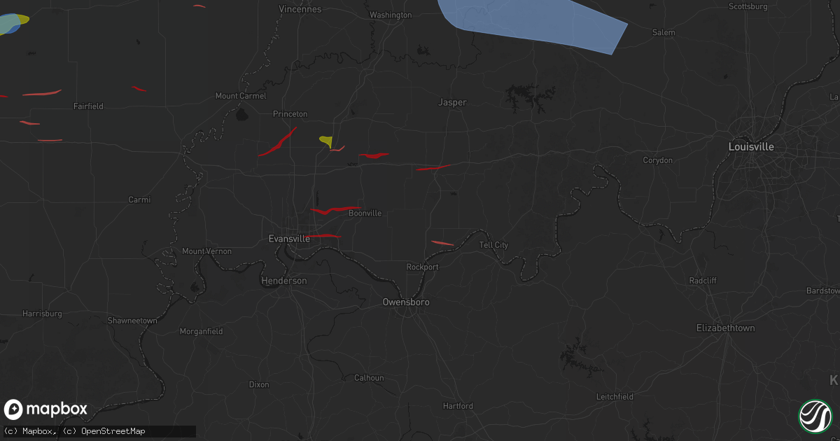 Hail map in Chrisney, IN on June 21, 2026