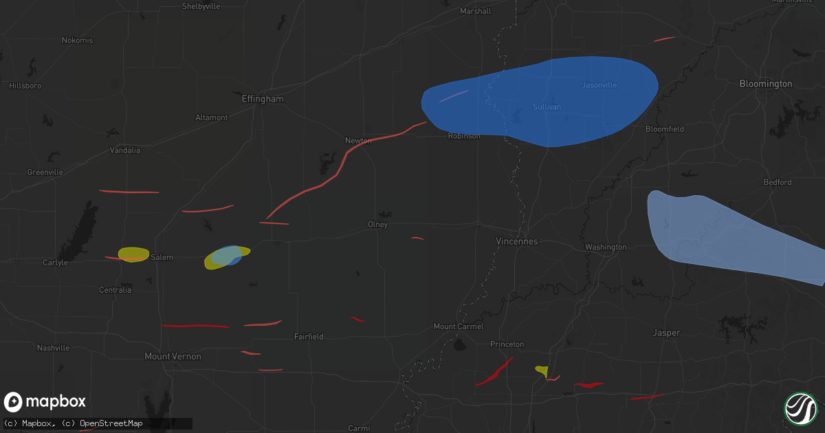 Hail map in Claremont, IL on June 21, 2026