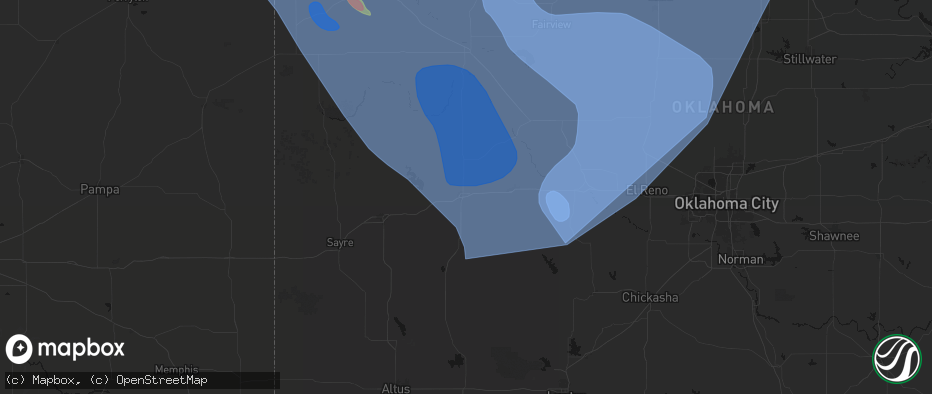 Hail map in Clinton, OK on June 21, 2026