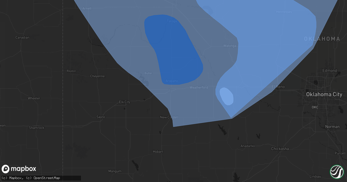 Hail map in Clinton, OK on June 21, 2026